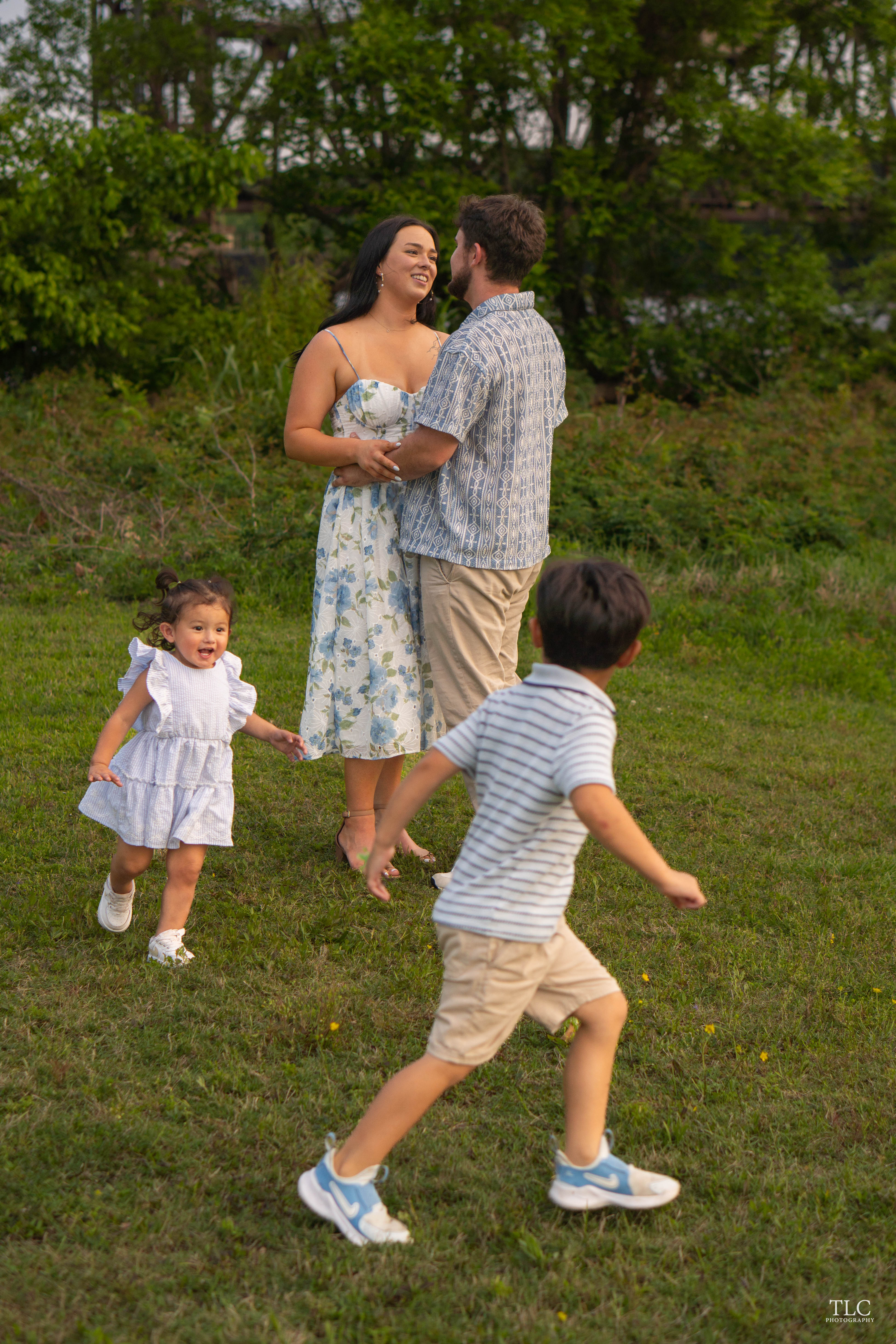 Candid moment between poses